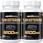 Turkesterone Supplement 1200mg Ajuga Turkestanica Extract (2 Packages)- High Strength, Standardized to 20% Turkesterone, Muscle Growth & Strength - Vegan, Free from Soy, Additives