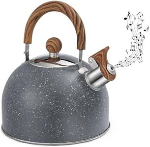 QZTHOU Whistling Tea Kettle for Stove Top, 85 OZ/2.5L Whistling Teapot Stainless Steel Tea Kettle, with Heat-Resistant Handle,and One-Touch Open and Close Button