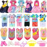 19 Pcs Mini 5 inch Doll Clothes and Accessories Including 4 Sets Fashion Dresses 4 Casual Tops and Pants Outifits 4 Swimsuits with 3 Shoes 2 Glasses 2 and Shoulder Bag for 5-5.3 Inch Dolls