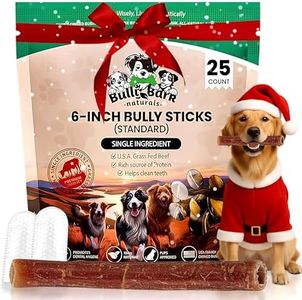 Standard 6” Bully Sticks for Dogs - 25 Count - 100% Natural, Odor Free, High Protein, Grass-Fed Beef Pizzle Sticks for Dogs - Fully Digestible, Rawhide Puppy Bully Sticks for Medium & Large Dog