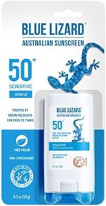 BLUE LIZARD Sensitive Mineral Sunscreen Stick with Zinc Oxide, SPF 50+, Water Resistant, UVA UVB Protection Easy to Apply, Fragrance Free, 0.5 Oz