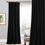 StangH Black Velvet Curtains for Sliding Door Luxury Heavy Thick Blackout Noise Reducing Window Drapes for Home Theater Back Tab for Living Room, W62 x L84 inches, 1 Panel