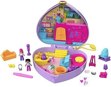Polly Pocket Starring Shani Art Studio Compact, Micro Shani & Friend Dolls, 5 Reveals, Color Change, 12 Accessories, Pop & Swap Feature, 4 & Up