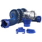 PEAKTOW 15 Feet RV/Camper Sewer Hose Kit, Includes One Attachable 15 Feet Sewer Hose with Swivel Fitting, 90 Degree Clear View Sewer Adapter, and Two Storage Caps