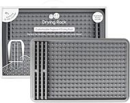 ezpz Drying Rack (Gray) - 100% Silicone Collapsible Dish Drying Rack + Suctions in Place + Adjustable Pegs - Dishwasher Safe - Durable Long-Lasting