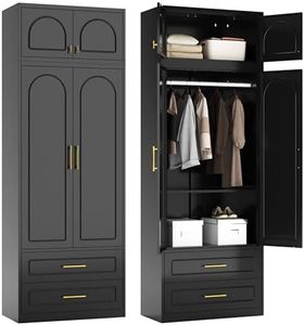 Polup Metal Armoire Wardrobe Cabinet, 86" Tall Wardrobe Closet with Doors, Black Clothing Storage Cabinet with Hanging Rod, Large Armoire for Bedroom, Office, School, Gym