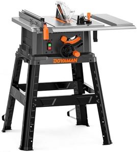 DOVAMAN 10-Inch 15A Table Saw, Tablesaw/W Stand, Max Cutting Height: 2.48" (45°) / 3.35" (90°), 5300 RPM Copper Motor, Extension on One Side, Multifunctional Table Saw for Various Wood Working