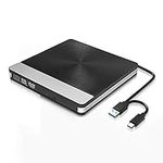 Maxesla External DVD Drive -USB 3.0 Slim Type-C CD DVD +/-RW Drive Rewriter Burner, High Speed Data Transfer Disk Drive for Laptop Desktop Mac OS Windows