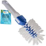 U.S. Pool Supply Corner and Step Round Pool Brush with Pole Handle - Strong Nylon Bristles Scrub and Clean Corners, Steps, Stairs, Spa Jets - Remove Debris, Connect 1-1/4" Poles, Safe for Vinyl Liners