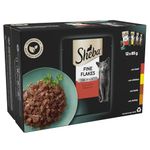 Sheba Fine Flakes Wet Cat Food Pouches - MultiPack Succulent Collection with Beef, Chicken, Lamb and Turkey in Jelly, Pack of 4 (4 x 12 Pouches x 85 g)