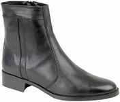 Scimitar Mens Fashion Leather Zip Boots - Black Leather, Mens UK 9/EU 43