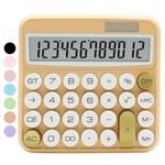 White Calculator, UPIHO Beige Standard Calculator 12 Digit with Large LCD Display and Big Buttons,White Gold Office Accessories for Women Desk,Cute Calculator for Office,School, Home,Business