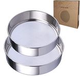 Sieve Fine Mesh, Stainless Steel Round Sifter for Baking, Flour Sieve, 8 Inch 40 Mesh and 6 Inch 60 Mesh, 2PCS