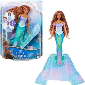 Mattel Disney La Sirenita Ariel humana a sirena Muñeca se transforma al pulsar un botón, juguete +3 años (HLX13)