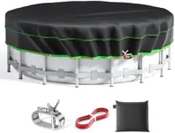 28 Ft Round Pool Cover, Solar Cover for Above Ground Pools, Heavy Duty Swimming Pool Cover Protector with Winch and Cable, Strong Tear Resistant Winter Pool Cover Ideal for Waterproof and Dustproof