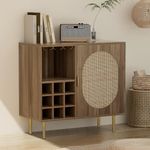 Artiss Wooden Buffet Sideboard with Door and Wine Rack, Adjustable Inner Shelves Pantry Cupboard Corner Cabinet, Kitchen Storage Table Display Organizer Dining Furniture Living Room Home