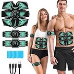 GROSBEAK EMS Muscle Stimulator ABS Trainer, Electric Abdominal Muscle Toner for Men and Women, 8 Modes AB Stimulator for Arms, Waist - Rechargeable, Skin-friendly （Green）