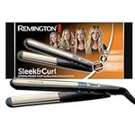 Remington Hair Straightener [2in1: Smooth & Curl] Sleek & Curl (Light, Rounded Design, Ceramic Tourmaline, LCD Display, 150-230°C, Turbo) Straightening Iron S6500