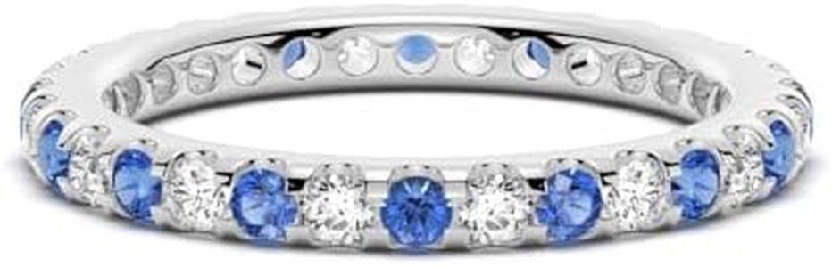 MSBLUE Size 5.5 Blue and White Sapphire Eternity Ring, Wedding Ring