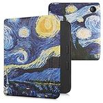 kwmobile Case Compatible with Kobo Libra 2 Case - eReader Cover - Starry Night Blue/Yellow