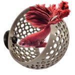 byMazy Cave Lounge, Hideout Fish Tank Ornament with Suction Cup for Betta, Fish and Shrimp to Swim-Through, Hide, Rest - Aquarium Decoration with Plant Holder (Medium, Bronze)