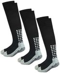 RATIVE Grip Socks Soccer Football Futsal Basketball Volleyball Hockey for Mens Womens, 3-pairs-dot-black, Medium