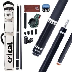 CRICAL Carbon Fiber Pool Cue Set, Low Deflection 12.5mm Pro Taper Shaft, Foam Core, Cue Extension, Weight Bolts, Chalk Holder, Pool Chalk & Towel-Black