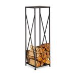 Relaxdays Steel firewood rack, powder-coated firewood rack, firewood rack HBT 111x34x34 cm, black