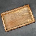 Naayaab Craft Mango Wood Rectangular Tray, Nested Handmade & Handcrafted Serving Platter - Size (37 x 25 x 6 cm) Crafted by Saharanpur Artisans