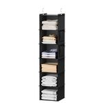 YOUDENOVA Hanging Closet Organizers and Storage, 6-Shelf Hanging Closet Shelves, Black