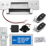 Access Control Electric Strike Door Lock Fail-Secure/Fail-Safe Kit System, Door Buzzer Entry System, with Remote Control, Button, Buzzer, Power Adapter