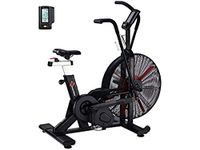 PowerMax Fitness BA-2500C Air Exercise Bike for Commercial Gym [Air Resistance, Max User Weight 150kg, LCD Display, Belt & Chain Drive, Adjustable Seat and Bottle Holder] 1 Year Manufacturer Warranty