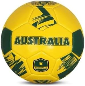 Vizari National Team Australia Soccer Ball for Youth & Adult - Size 4, Yellow | 2-Layer Fabric Countryball for Durability and Comfort | Soft & Spongy Shiny Synthetic Elevated Ball with 30 Panels