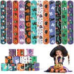 EDWINENE Halloween Slap Bracelets,24 Pieces Halloween Slap snap Band ,Snap Wristband for Kids Party Bag Fillers (Halloween 24)