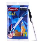 Reynolds 045 Ball Pen SET - 10 Black PENS WITH COMFORTABLE GRIP |BLACK BALL PENS FOR WRITING | PEN FOR STUDENTS & OFFICE STATIONERY | 0.7 mm TIP SIZE