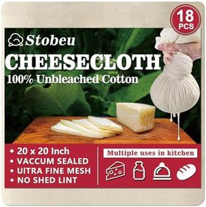 18Pcs Cheese Cloths for Straining, SGS Tested & AATCC Compliant, Pure Unbleached Cotton, Reusable Grade 100 Cheesecloth 20x20", Fabric Fine-Mesh Cheese Cloth for Juicing, Cooking, Cheese Making