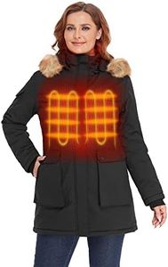 ORORO Women's Heated Parka Jacket with Thermolite Insulation and Detachable Hood, Long Heated Jacket Women Heated Coat (Black, S)