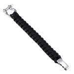 DonDon Men's Paracord Survival Bracelet Woven Outdoor Bracelet with Stainless Steel Fastening Black