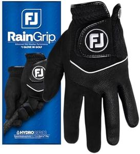 Footjoy RainGrip Men's Golf Glove, Black, M-L, Left Hand (for Right Handed Golfer), Golf Glove, Wet Weather Grip, Waterproof Glove, Quick-Drying Comfort, Golf Handwear