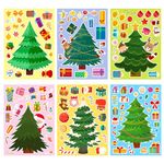 6 Christmas Cartoon Puzzle Stickers, Christmas Party Game Stickers, Children's Educational Christmas Party DIY Puzzle Stickers, Children's Creative Handmade Stickers (Christmas Tree)