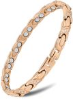 MagnetRX® Ultra Strength Magnetic Bracelets for Women – Double Magnet Stainless Steel Crystal Bracelet for Women – Adjustable Bracelet Length with Sizing Tool (Rose Gold)