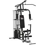 HOMCOM Multi-Exercise Gym Workout Station, 45Kg Weight Stack Training System, Full Body Fitness for Home Gym, Black