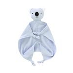 LAWKUL Baby Security Blankets Organic Cotton Muslin Soft Lovey Cuddly Lovie for Newborn Infants Boy Girls Unisex Koala Cyan