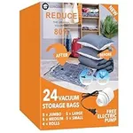 24 Pack Vacuum Storage Bags with El
