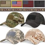 4 Pieces Tactical Flag Hat Military Patch Hat USA Flag Operator Cap for Men (CP Camo,Black Camo,Desert Camo,ACU Camo)