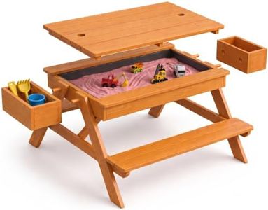 Avenlur Mojave Wooden Picnic & Sand Table for Kids – 2-in-1 Outdoor Sensory Play Table with Hidden Sand/Water Compartments, Real Wood Toddler Activity Table with Benches for Backyard Play