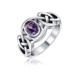 Celtic Purple Amethyst Trinity Love Knot Triquetra Infinity Band Ring For Women Teen Oxidized .925 Sterling Silver