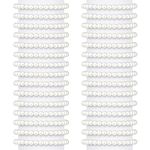 30 Pieces Pearl Bracelets for Women Wedding Bulk, Faux White Bridal Pearl Bracelet Elastic Stretch Bracelet Bridesmaid Bracelets for Girls Bridal Party Jewelry Gifts (0.24 Inch)