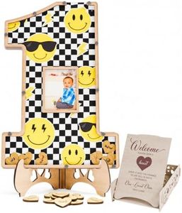 The Real Bossy Baby One Happy Dude Birthday Decorations - 1st Birthday Decorations - Guest Book Alternatives -First Birthday Number One Shaped Photo Frame - (One Happy Dude)