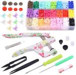 Tanstic 405Pcs Snaps Plastic Buttons with Colourful Snaps Pliers Set 384Pcs 24 Colors T5 Plastic Snaps with Hand Tools and Sewing Clips for Clothes Sewing, Bibs, Rain Coat Crafting